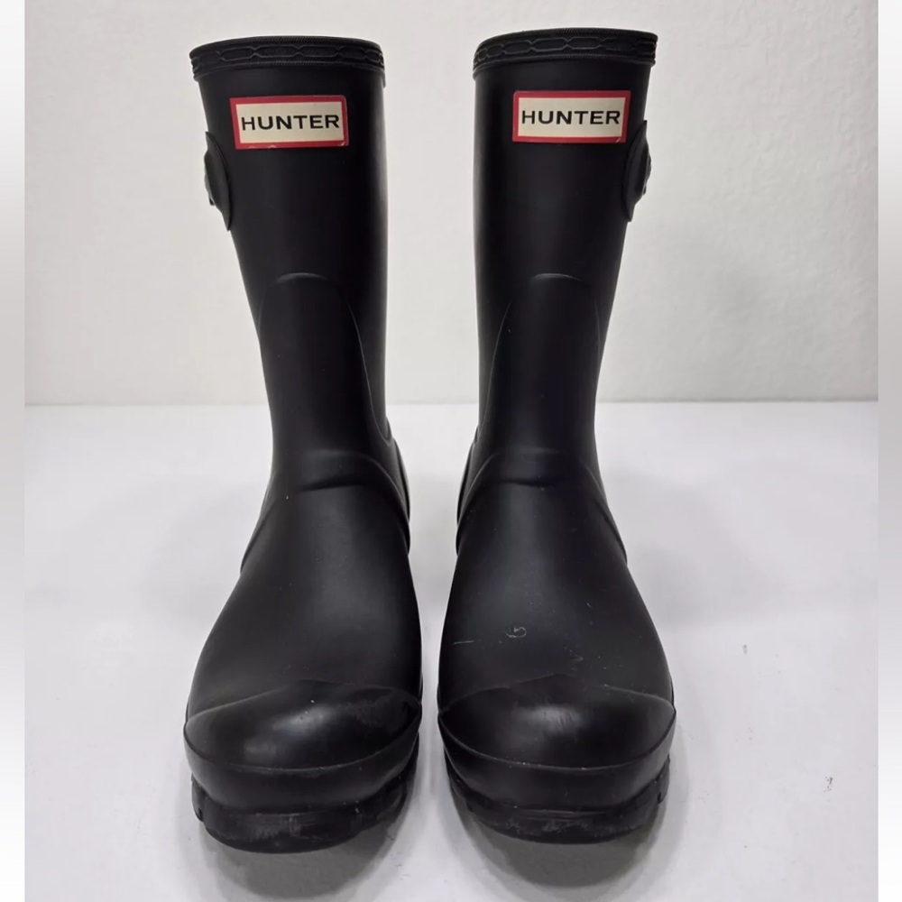 Hunter Black Rain Boots with Red Logo